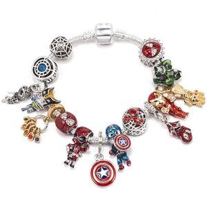 925 Cartoon Anime Character Hulk Battle Themed Decorative Pendant Bracelet